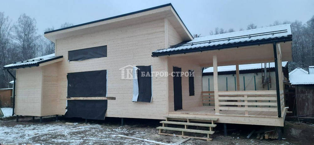 Каркасная баня 5.5х10 м. с террасой 4.3х4.5м, Московская обл., Серпуховской район.